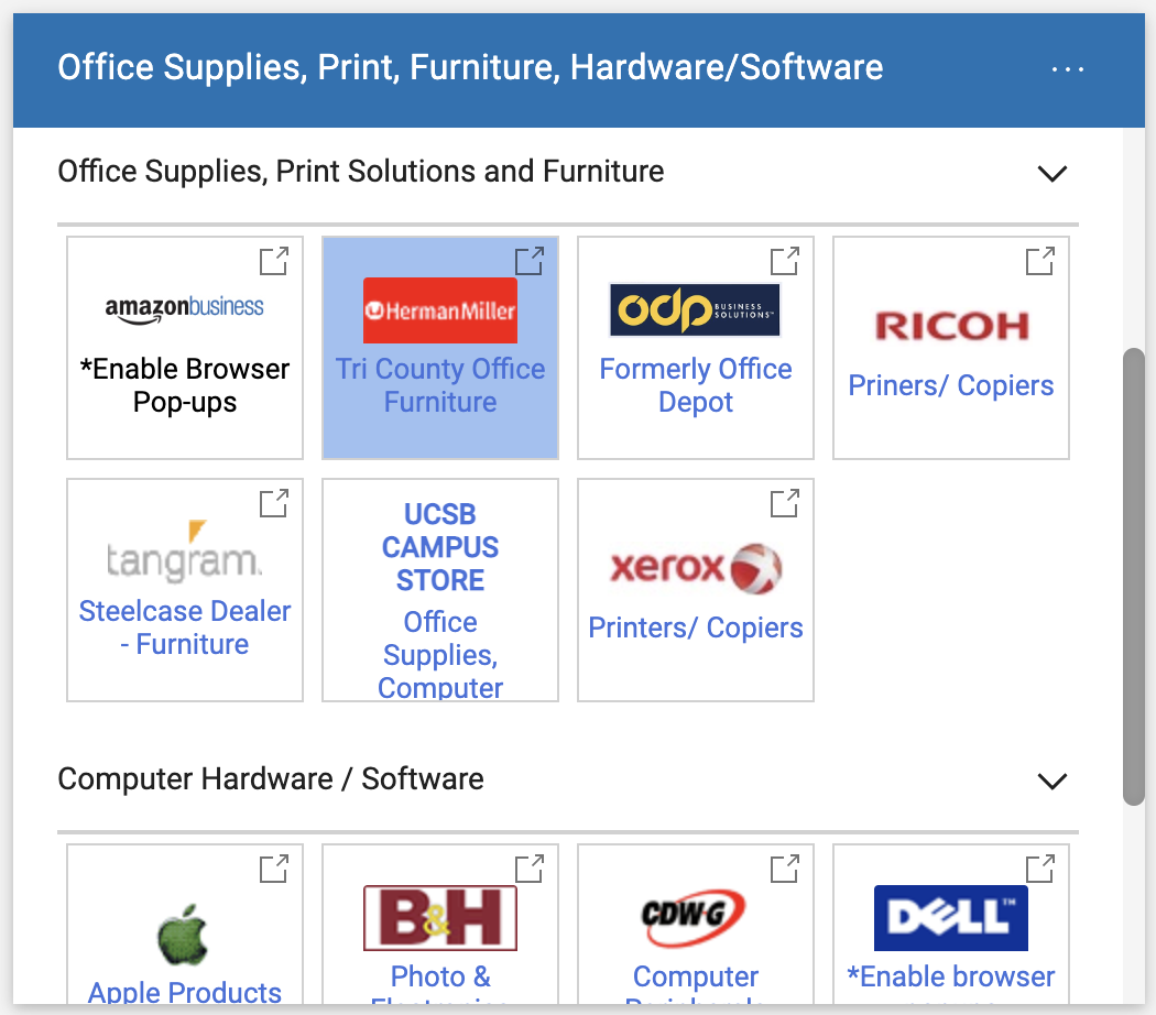 Gateway - Punchout Vendors Chart
